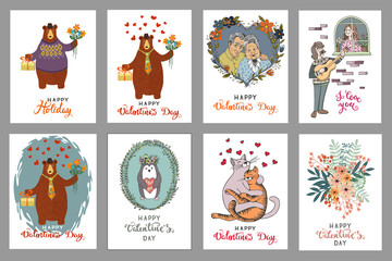 set of vintage postcards Valentine's Day