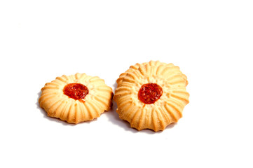 Shortbread biscuits on a white background