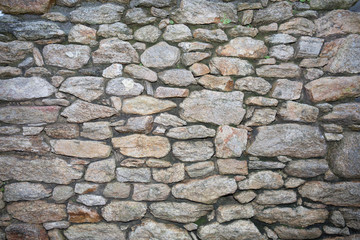 Beautiful rustic stone wall, several shades of gray