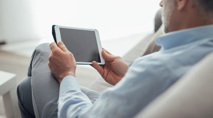 Man using a tablet