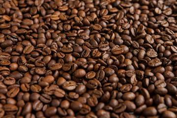 Coffee grains close-up in a rustic style