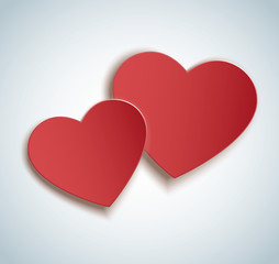 two hearts icon vector. Valentine`s day background.