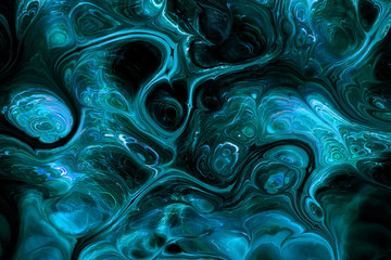 Abstract blue fractal on black background. Computer generated image. Fractal artwork. For web design, banners, posters. 