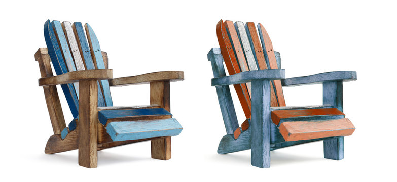 toys wooden chair on white background. different colors