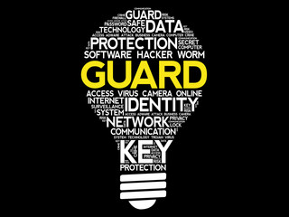 GUARD bulb word cloud collage, business concept background