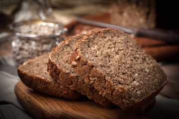 Wholemeal bread with sunflower seeds. - obrazy, fototapety, plakaty