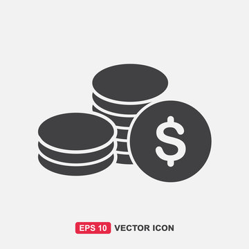 Stack Of Coins Icon / Vector