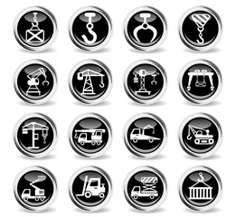 lifting machines icon set