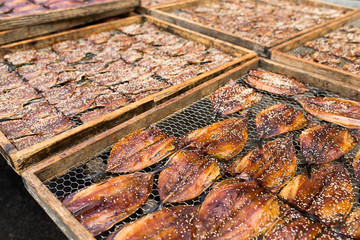 Dried fish on market