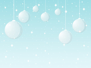  Background with Christmas balls and snowflakes. Vector illustration