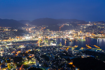 Nagasaki City in japan at night