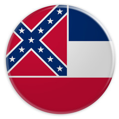 US State Button: Mississippi Flag Badge, illustration on white background
