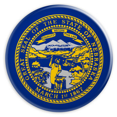 US State Button: Nebraska Flag Badge, illustration on white background