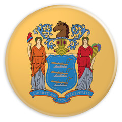 US State Button: New Jersey Flag Badge, illustration on white background