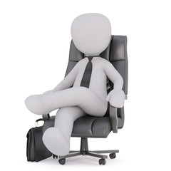 3d businessman sitting on an executive chair