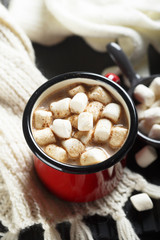 Hot cocoa drink with marshmallow