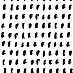 Seamless black and white vector free hand doodle stains texture, dry brush ink art.