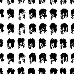 Seamless black and white vector free hand doodle stains texture, dry brush ink art.