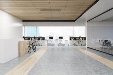Office interior with a bike
