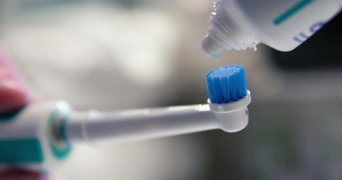 Tooth bush and tooth paste slowmotion