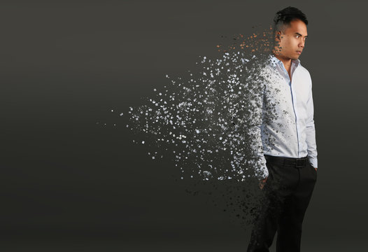 effet de d&eacute;sint&eacute;gration sur un homme