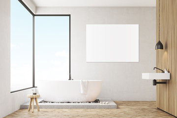 Naklejka na ściany i meble Bathroom with poster and big windows