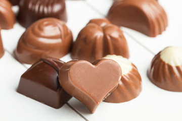 Bombones de chocolate. Vista de cerca macro