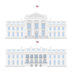 The White House on white background. American government.