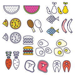 Line style food vector icons.