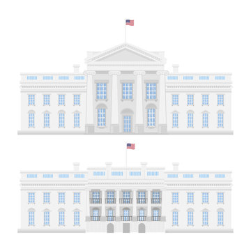 The White House On White Background. American Government.