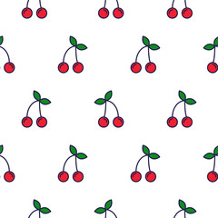 Cherry line icon seamless vector pattern.
