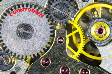 clockwork old mechanical  high resolution with words countdown