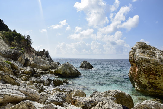 Rocks at Agiofili beach, Vasiliki, Leukada, Greece