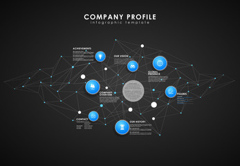 Company profile overview template with blue circles and dots - d