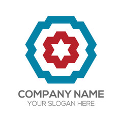 Red and Blue Hexagon Logo