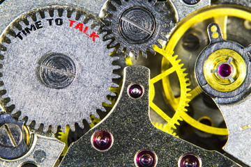 clockwork old mechanical  high resolution with words Time to tal