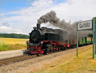 Fototapeta na wymiar steam train on island Rugen