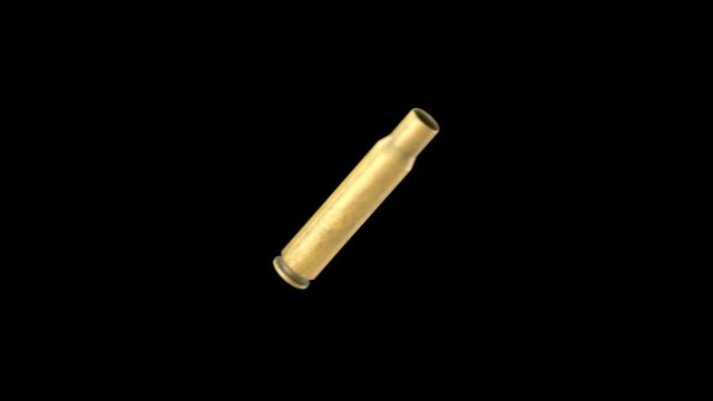 Slow motion rifle bullet shell with alpha channel 