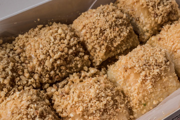 Turkish Baklava with hazelnut powder in box / Sutlu Nuriye
