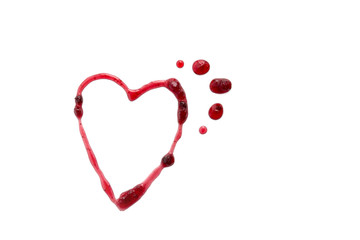 Berry jam heart isolated on white