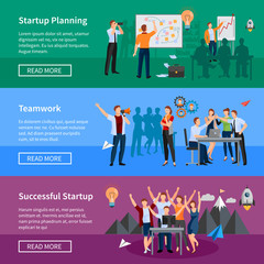 Startup People Flat Banners Set 