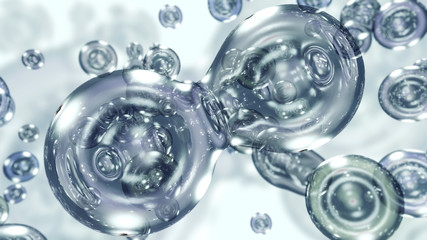 3D rendering liquid transparent bubbles
