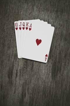 A Royal Flush, the highest ranked hand in Texas Hold'em.