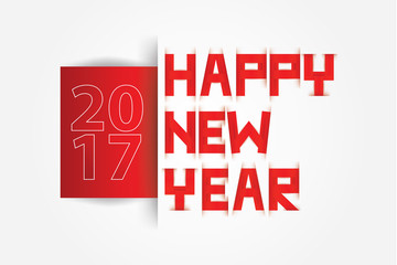 Happy New Year text paper scratch Red and white