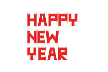 Happy New Year text paper scratch Red and white