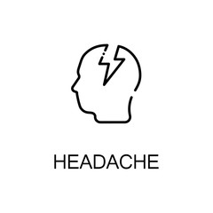 Headache flat icon or logo for web design