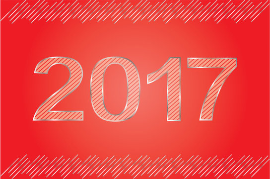 Happy New Year number metal look Red & Silver