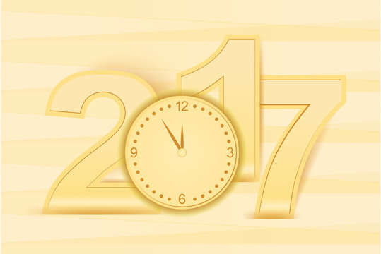 Happy New Year number Wooden look Yellow & Golden