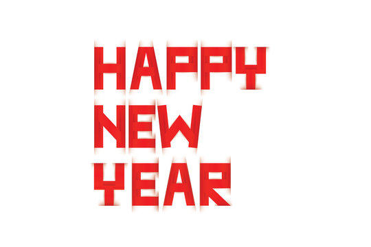Happy New Year text paper scratch Red and white