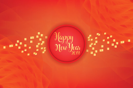 Modern Happy New Year Red & golden combination with abstract background